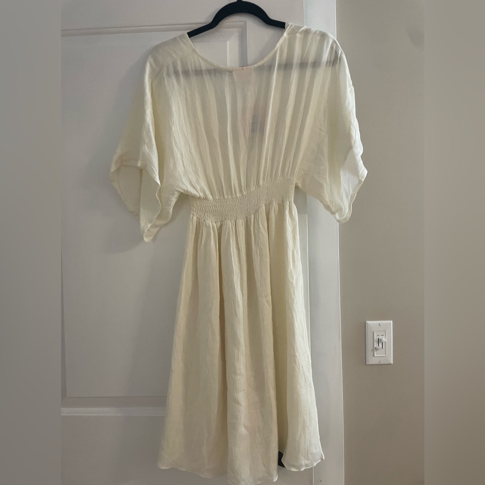 Showpo Cream Button-Front Midi Dress - Picture 3 of 4